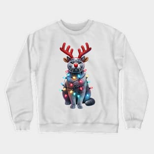 Christmas Red Nose Russian Blue Cat Crewneck Sweatshirt